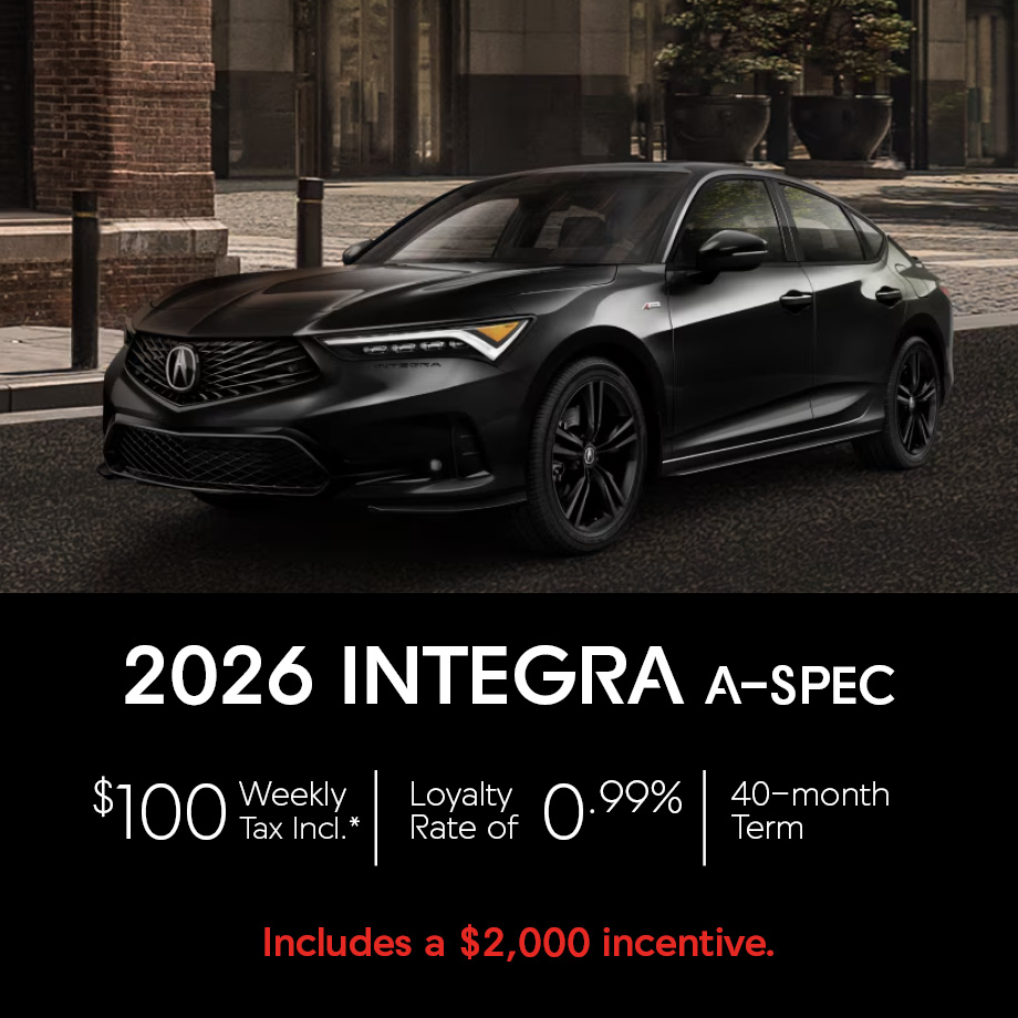 2026 Acura Integra A-Spec June Offer, picture of black Acura Integra.